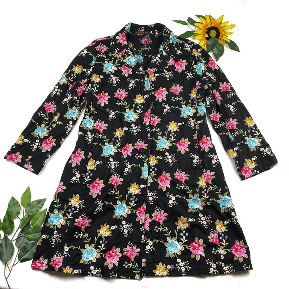 Johnny Was Heavily Floral Embroidered Long Jacket - Picture 2 of 8